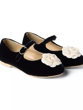 Janie and Jack Black Velvet Rosette Ballet Flat